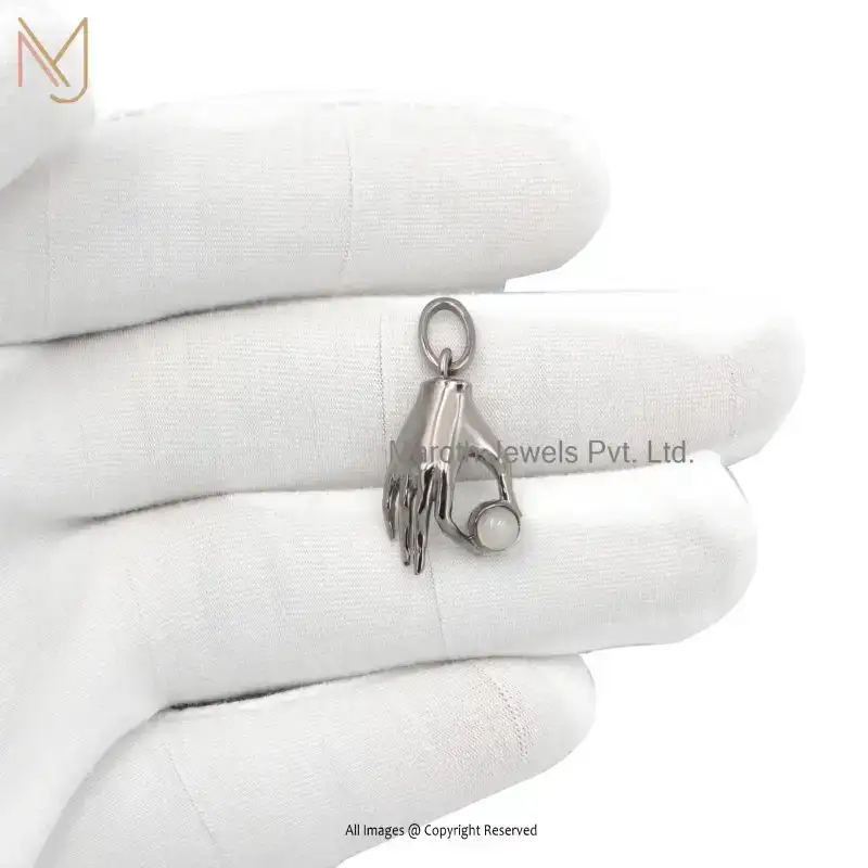 925 Silver White Gold Plated Figa Charm Pendant Custom Jewelry