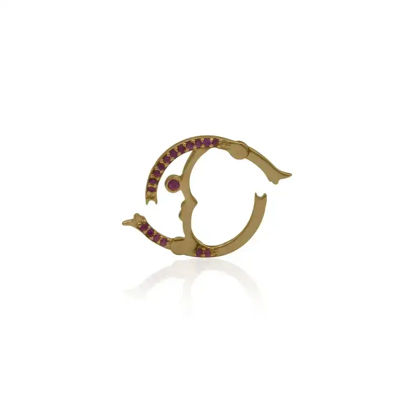 Private Label 14K Yellow Gold Pink Sapphire Moon Charm Enhancer