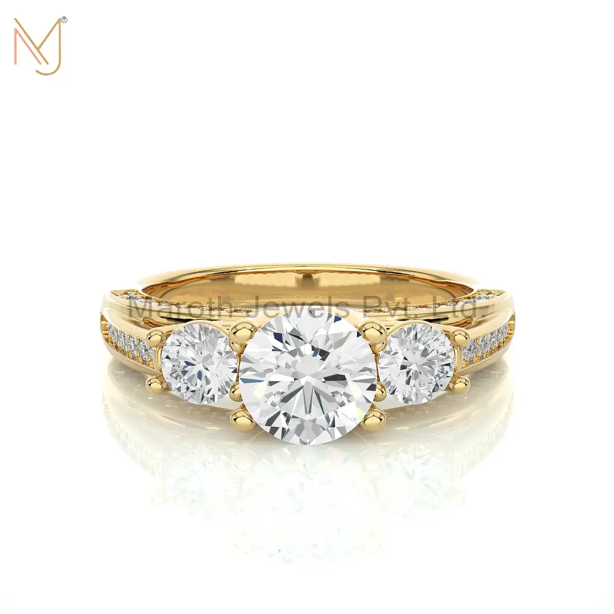 14K Yellow Gold Moissanite Diamond Round Engagement Ring Manufacturer
