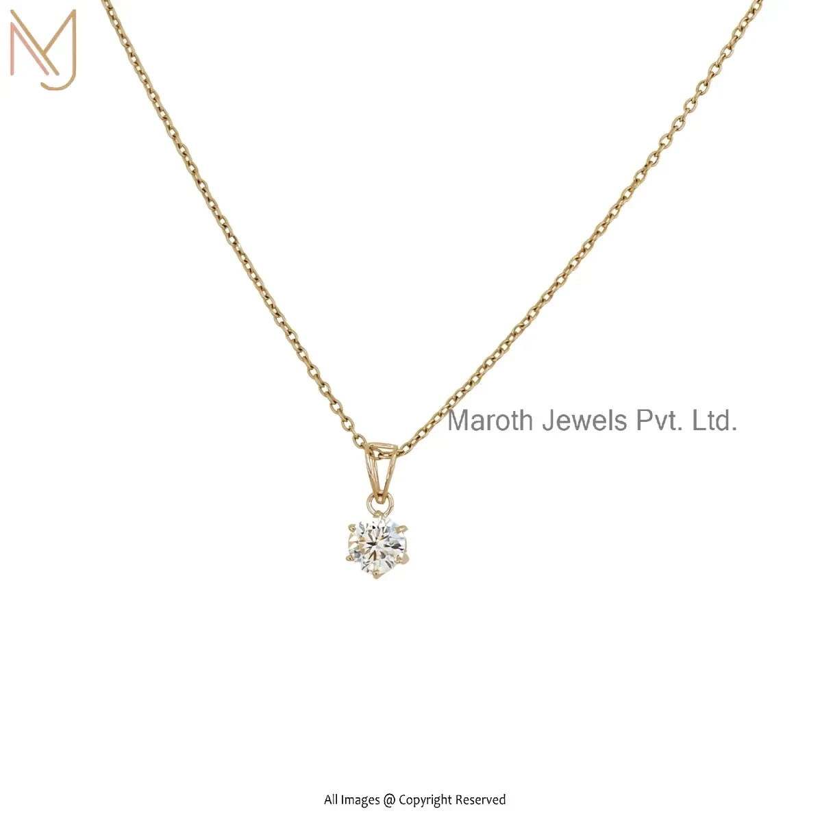 14K Yellow Gold Moissanite Diamond Round Pendant Manufacturer