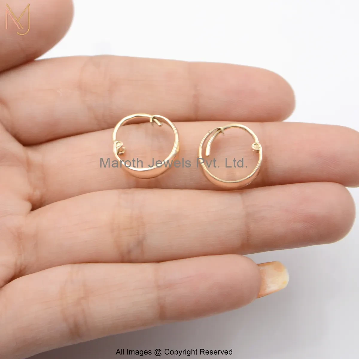 925 Silver Yellow Gold Plated Man's Hoop Earring Jewelry Supplier