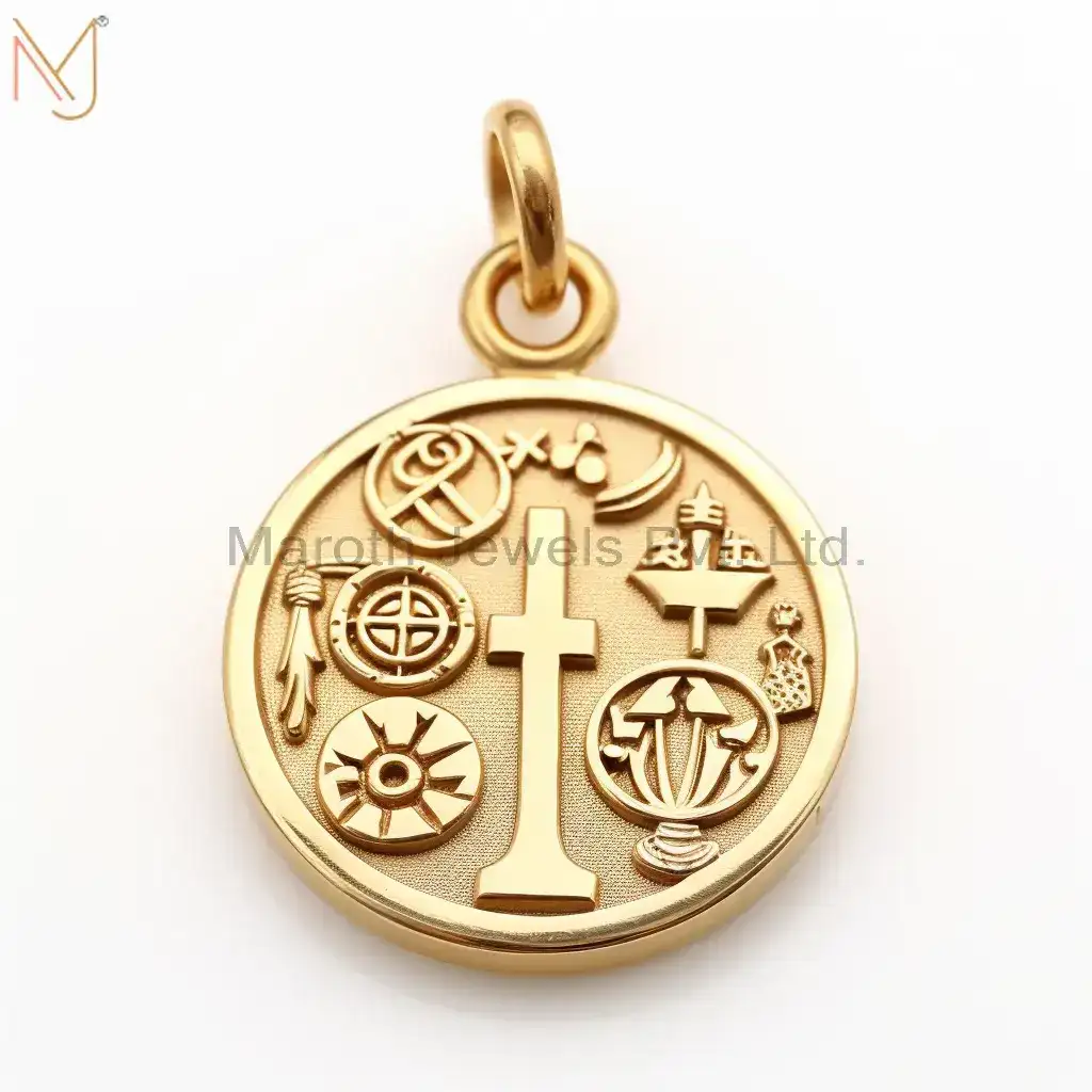 925 Sterling Silver Yellow Gold Plated Christian Spiritual Charm Pendant Jewelry Manufacturer