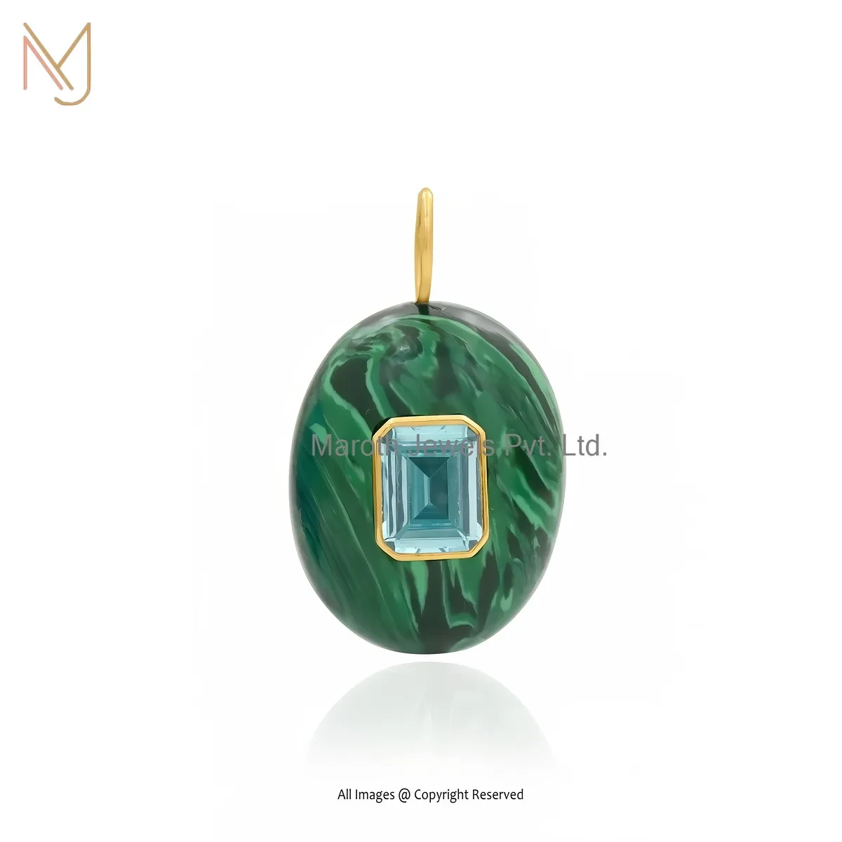 Private Lable 925 Silver Yellow Gold Plated Cubic Zircon & Amethyst Gemstone Oval Pendant