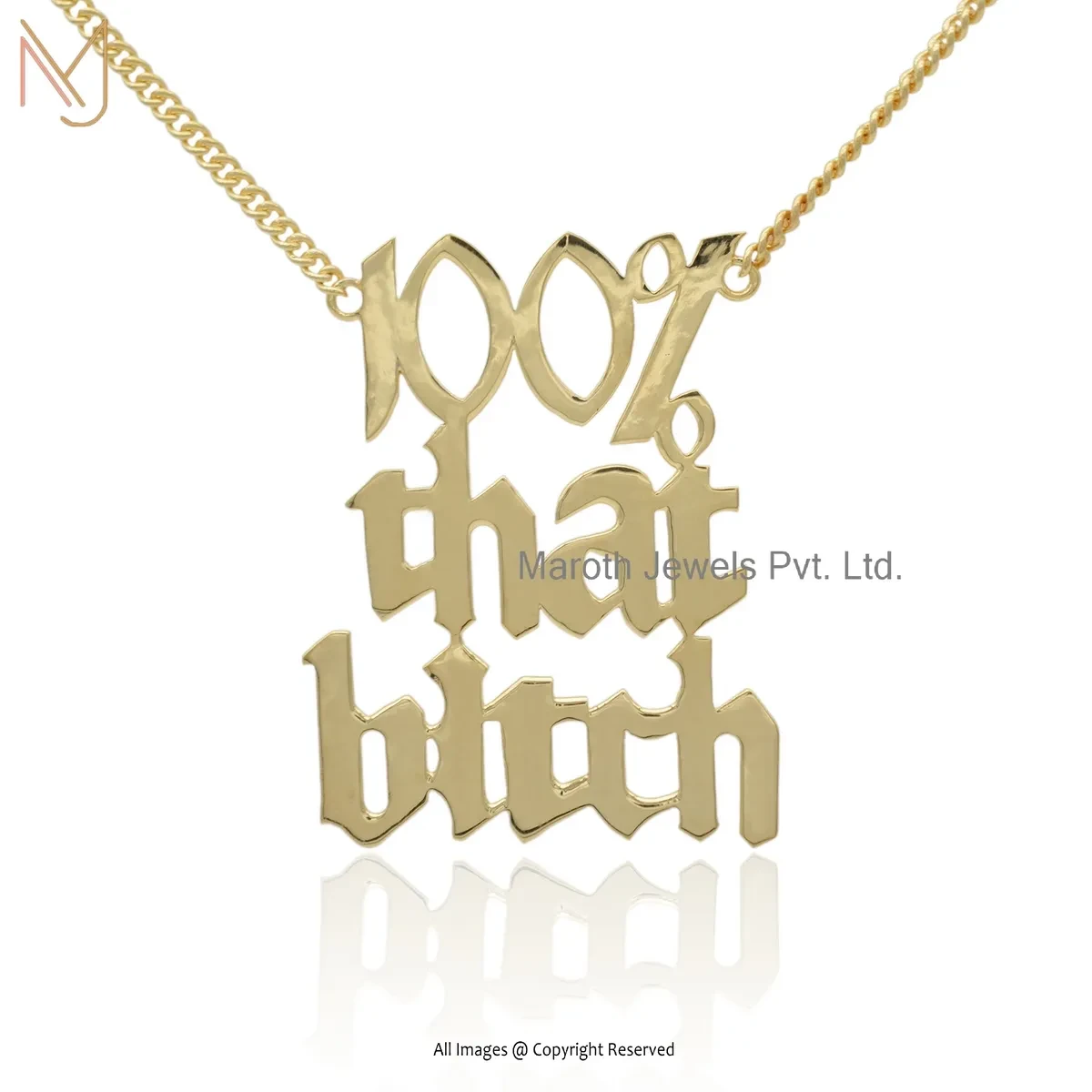 14K Yellow Gold 100% That Bitch Pendant Jewelry Supplier