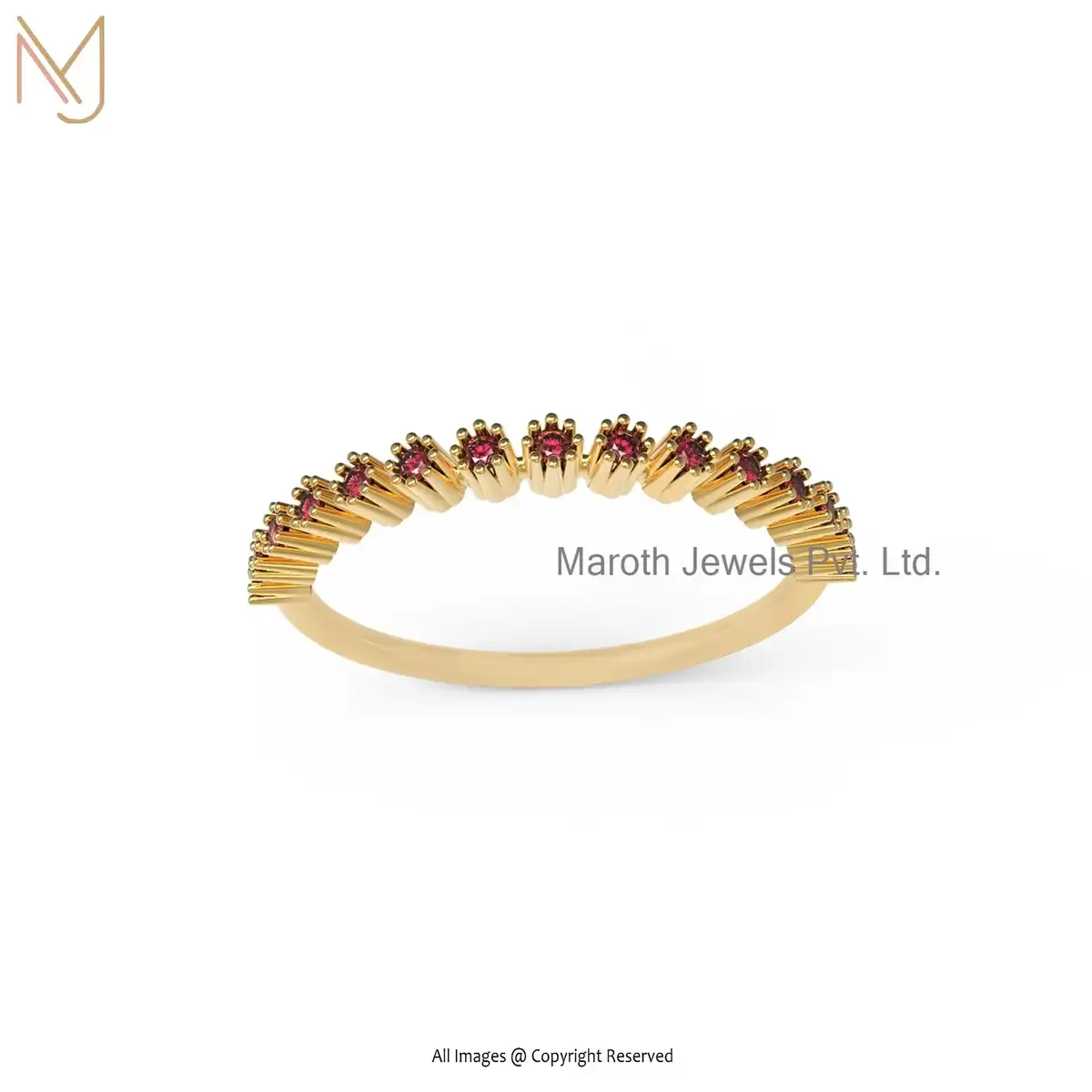 14K Yellow Gold Pave Diamond Band Rings Jewelry Manufacturer