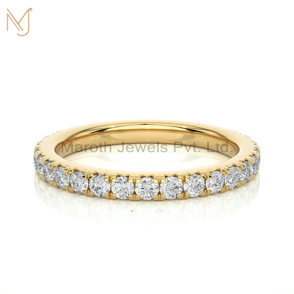 Wholesale 14K Soild Yellow Gold Moissanite Diamond Round Ring