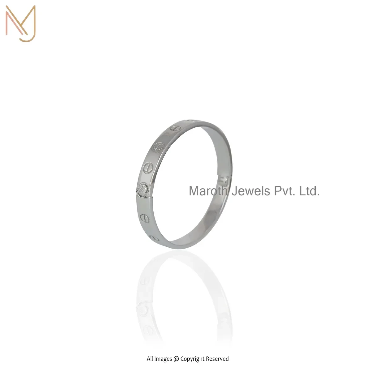 14K White Gold Round Bangle Jewelry Supplier
