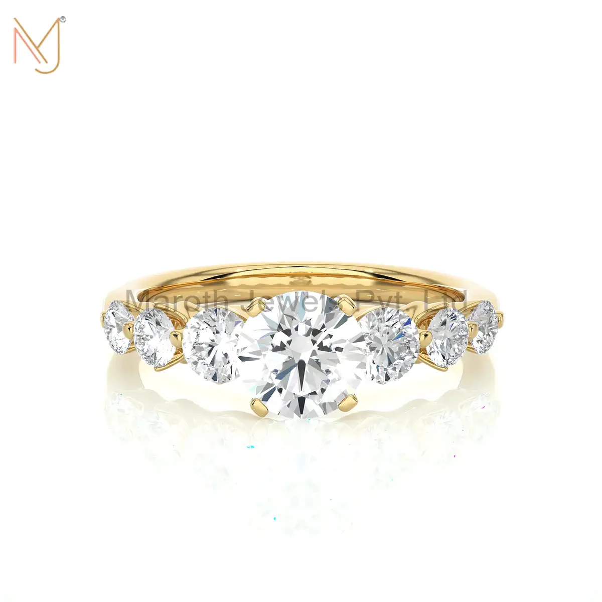 14K Yellow Gold Lab & Genuine Diamond Engagement Ring Manufacturer