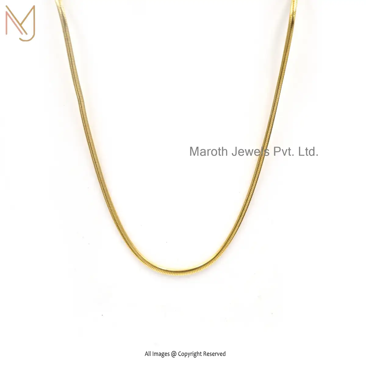 Private Label 925 Silver Yellow Gold Plated Plain Chain Necklace Jewelry