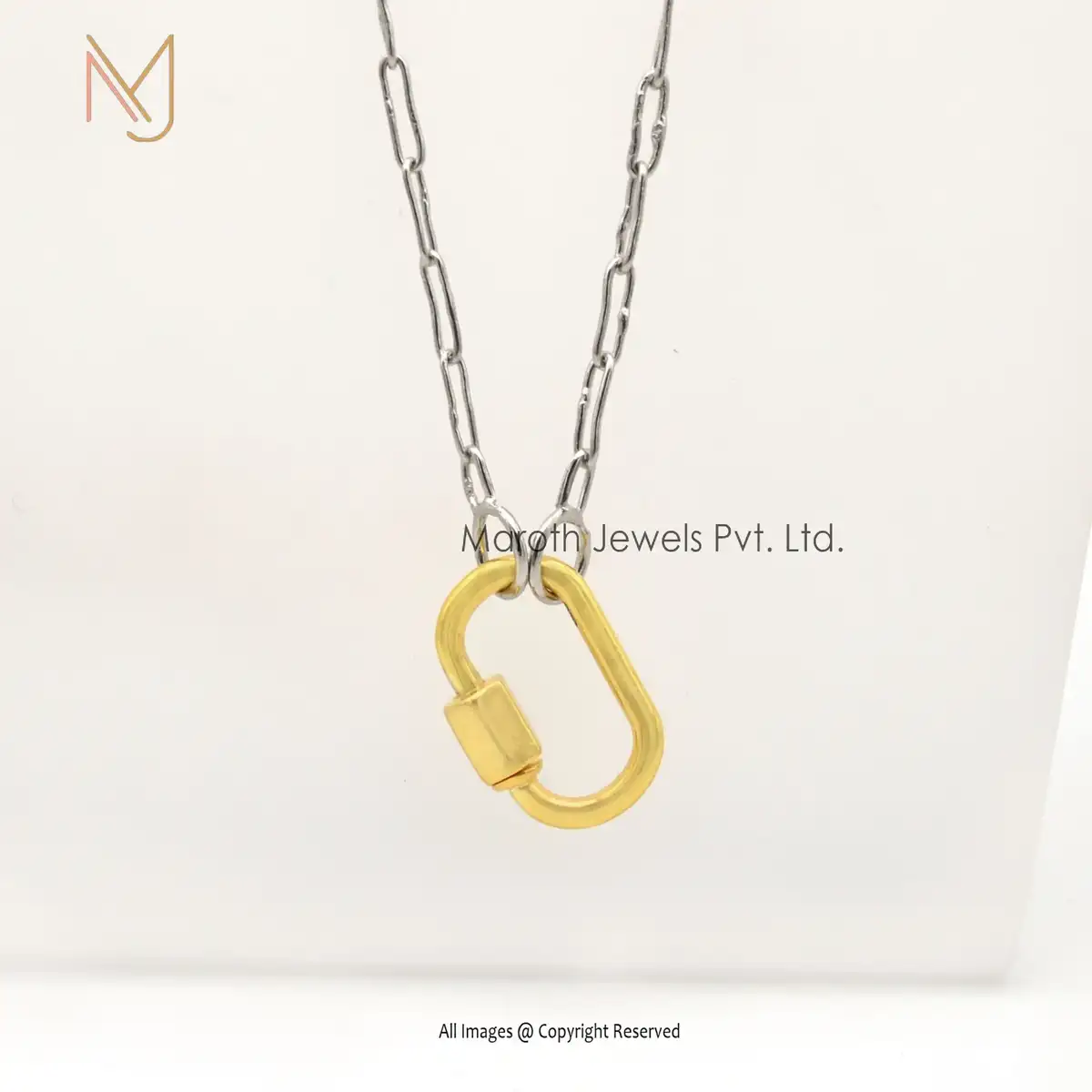 14k Gold Paper Clip Chain And Gold Plated Carabiner Manufacturer