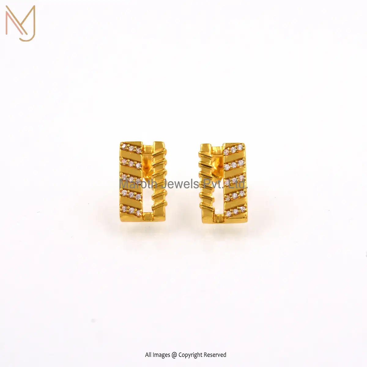 14k Yellow Gold Cubic Zircon Designer Earring Manufacturer