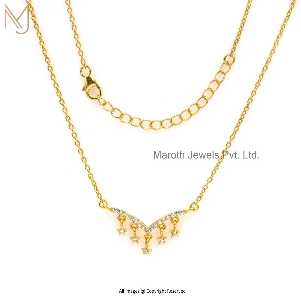 14K Yellow Gold Cubic Zircon Star Necklace Jewelry Supplier