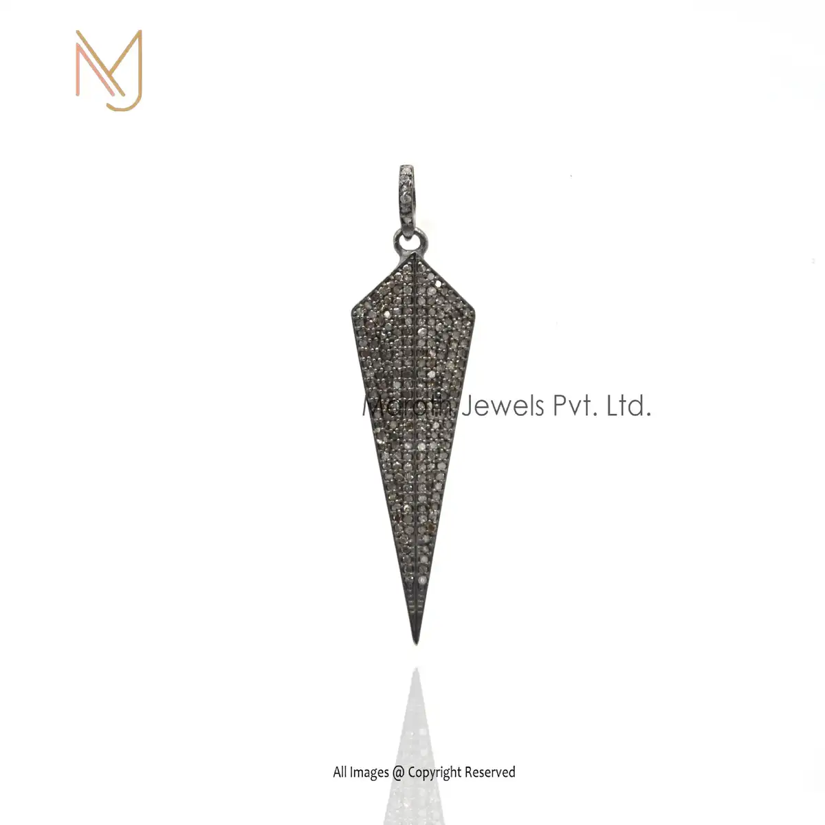 925 Silver Black Rhodium Plated Pave Diamond Pendant Jewelry Manufacturer