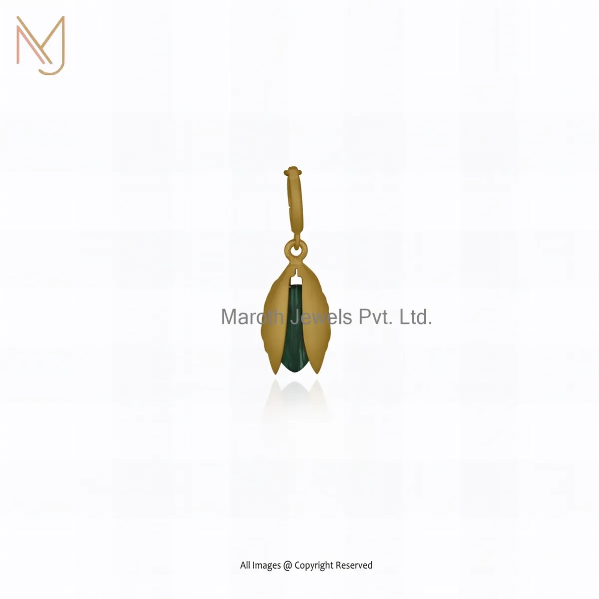 925 Silver Yellow Gold Plated Malachite Pistachio Pendant Jewelry Supplier