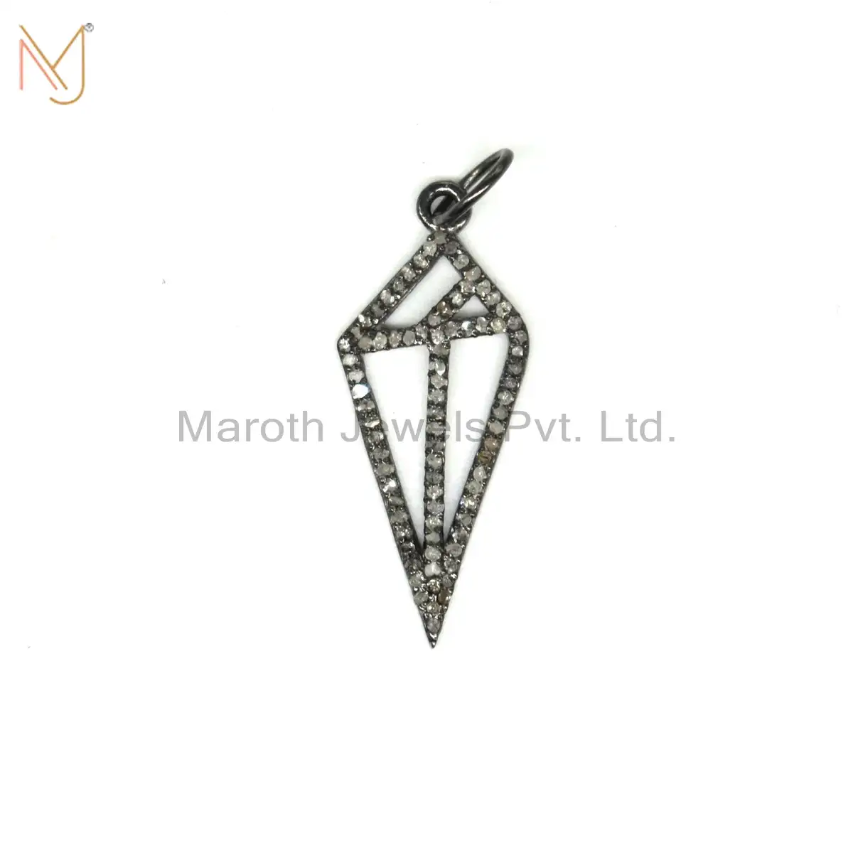 925 Silver Black Rhodium Pave Diamond Charms Pendant Jewelry USA
