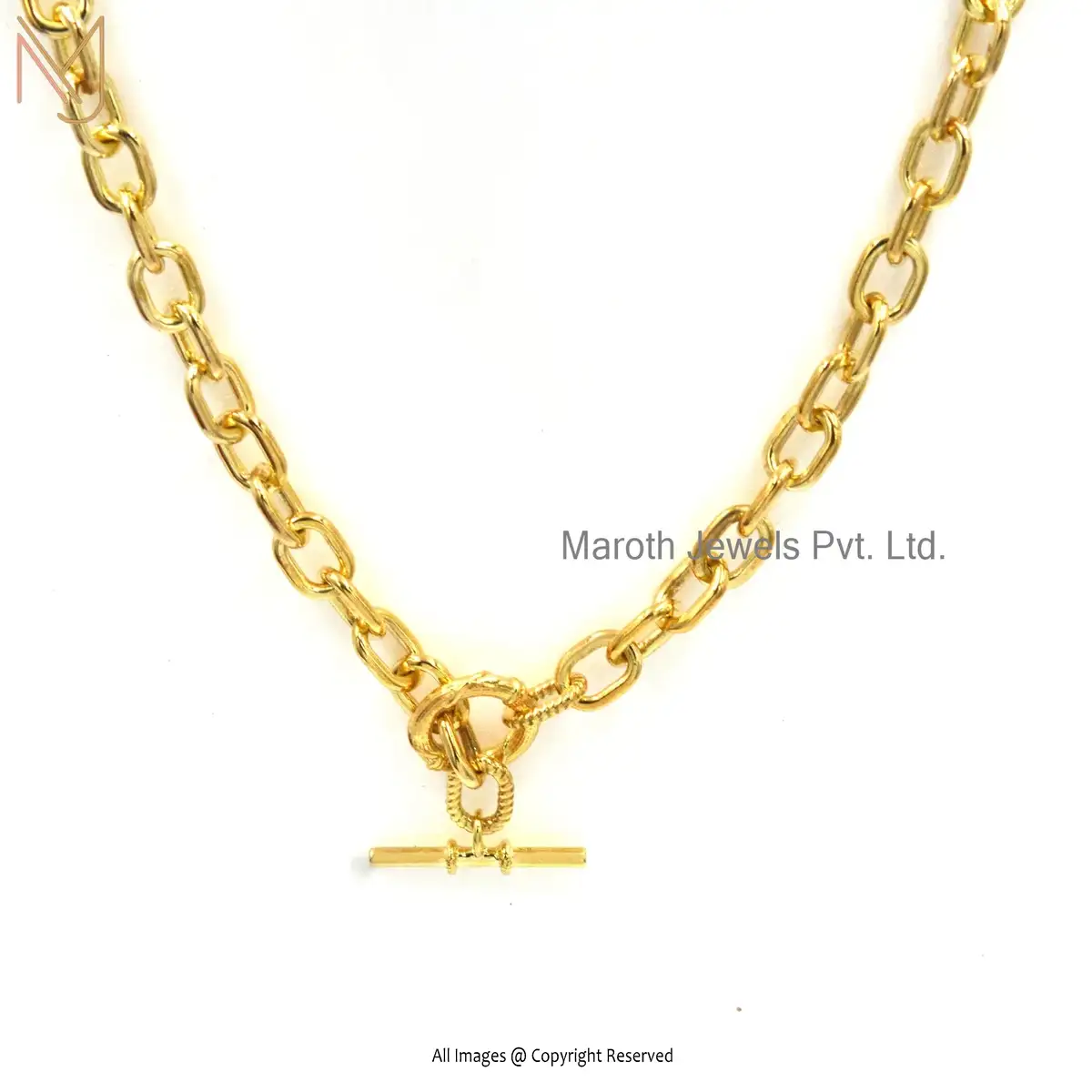 Private Label 925 Sterling Silver Yellow Gold Plated Chain Necklace Jewelry