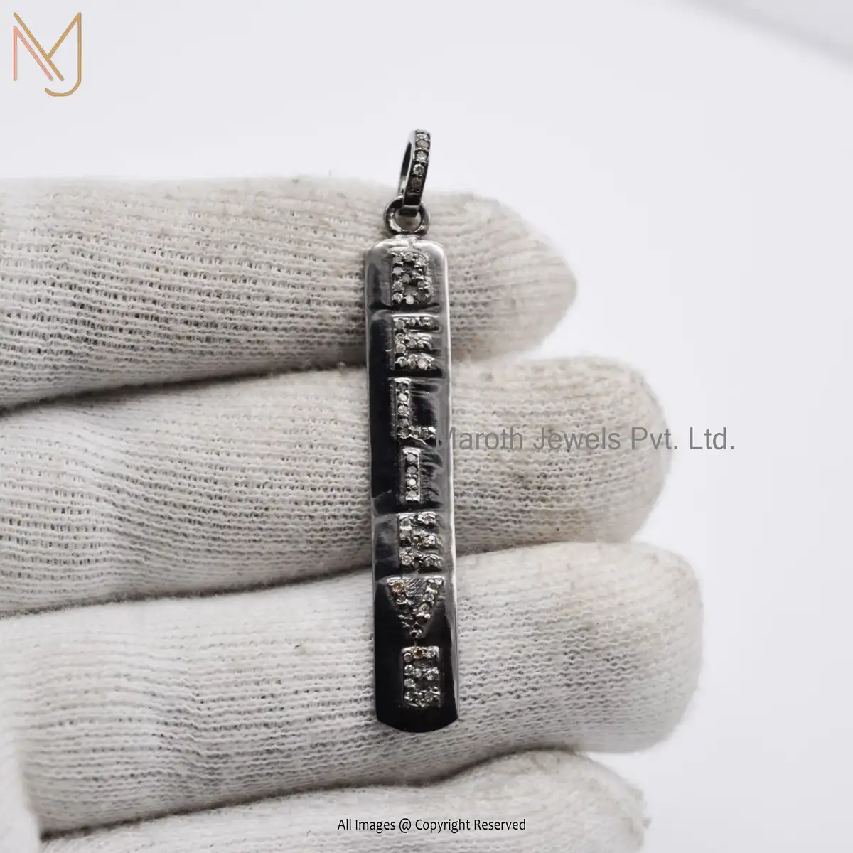 925 Sterling Silver Rhodium Plated Initial Believe Diamond Initials Charms Pendant Jewelry Supplier