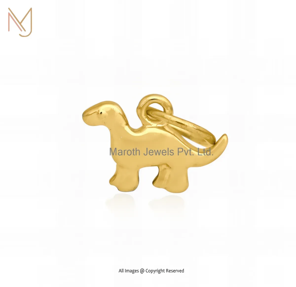 925 Silver Yellow Gold Plated Brontosaurus Charm Pendant Custom Jewelry