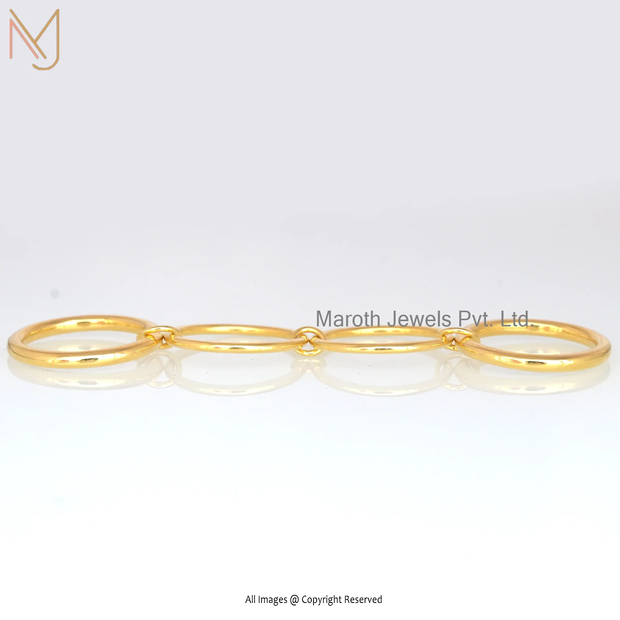 Private Label 925 Silver Yellow Gold Plated Connector Ring