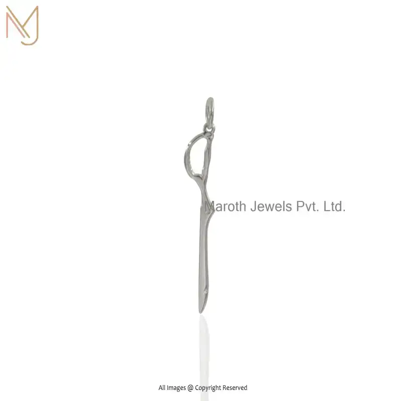 925 Sterling Silver Natural Silver Plated Scissor Blade Pendant Custom Jewelry