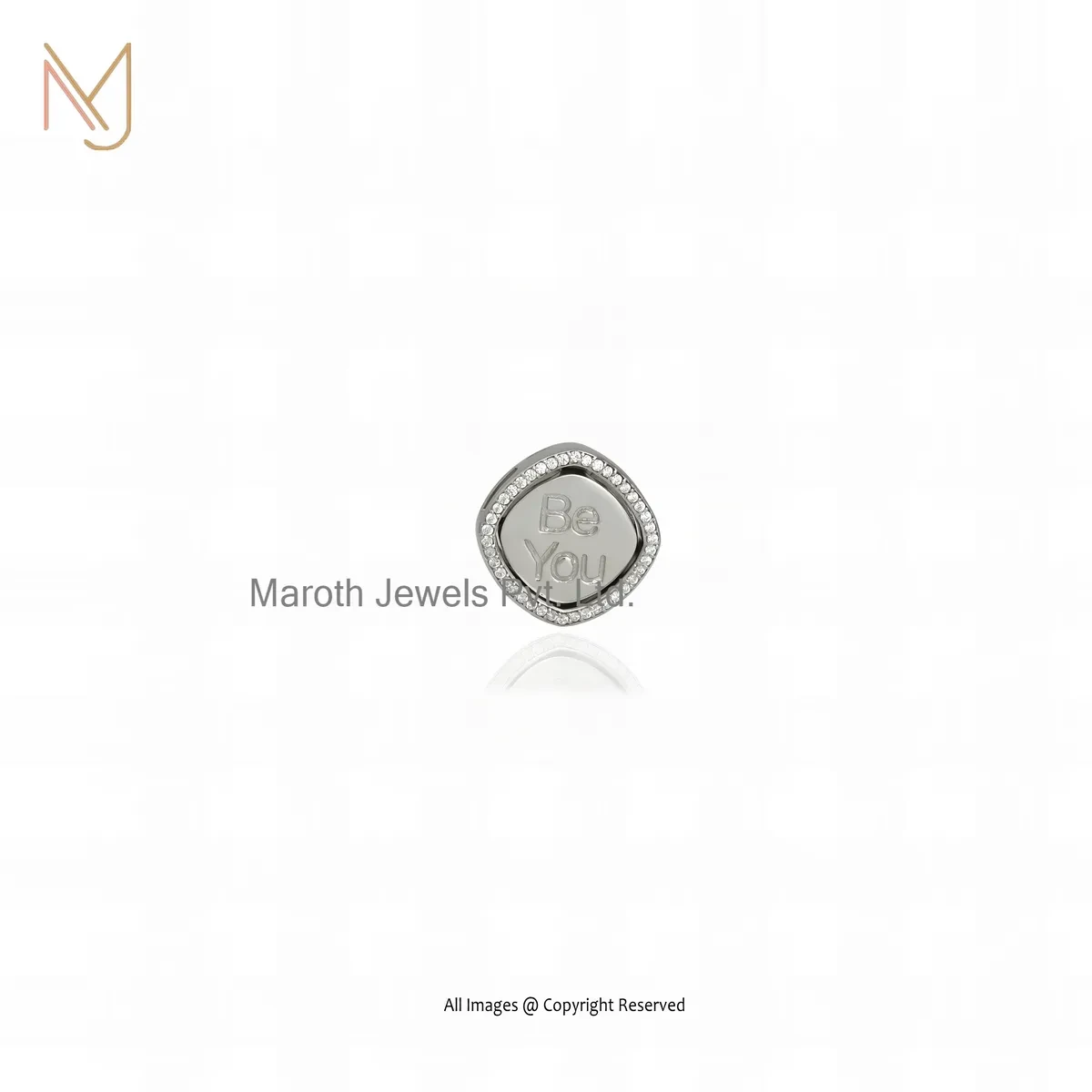 14K White Gold Cubic Zircon "Be You" Letter Pendant Custom Jewelry
