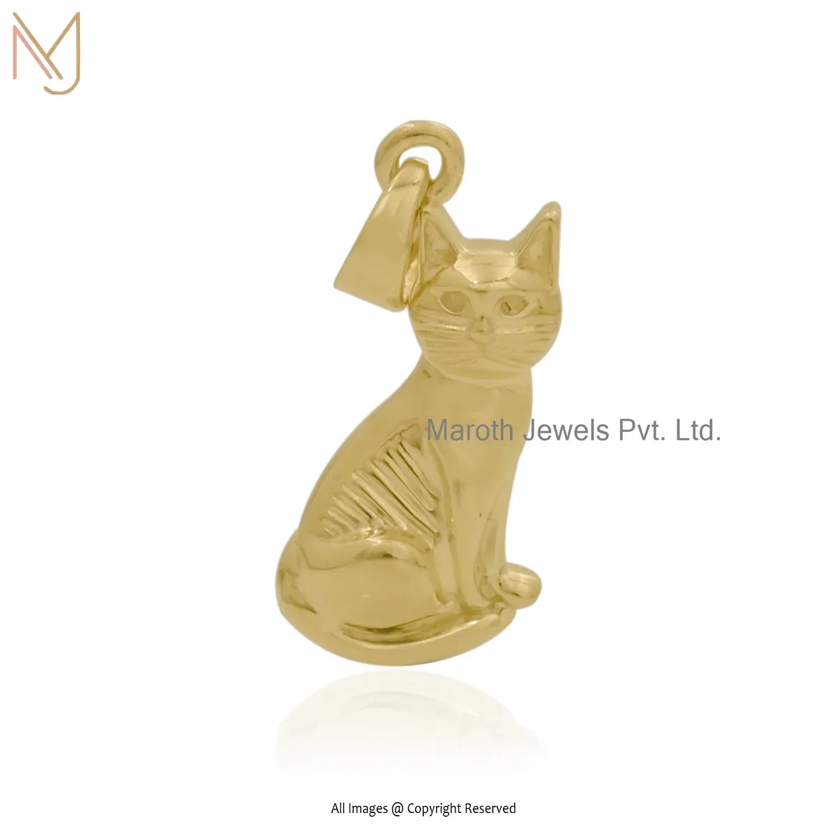 925 Silver Yellow Gold Plated Dainty Cat Pendant Custom Jewelry