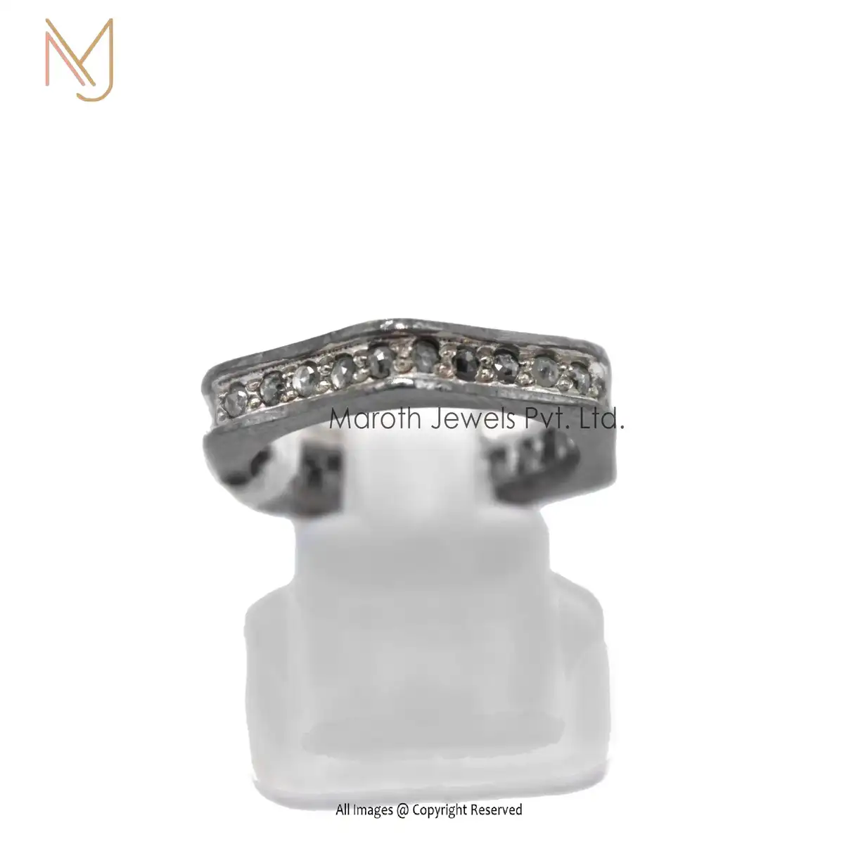 925 Silver Rhodium Plated Pave Diamond Ring Jewelry Supplier