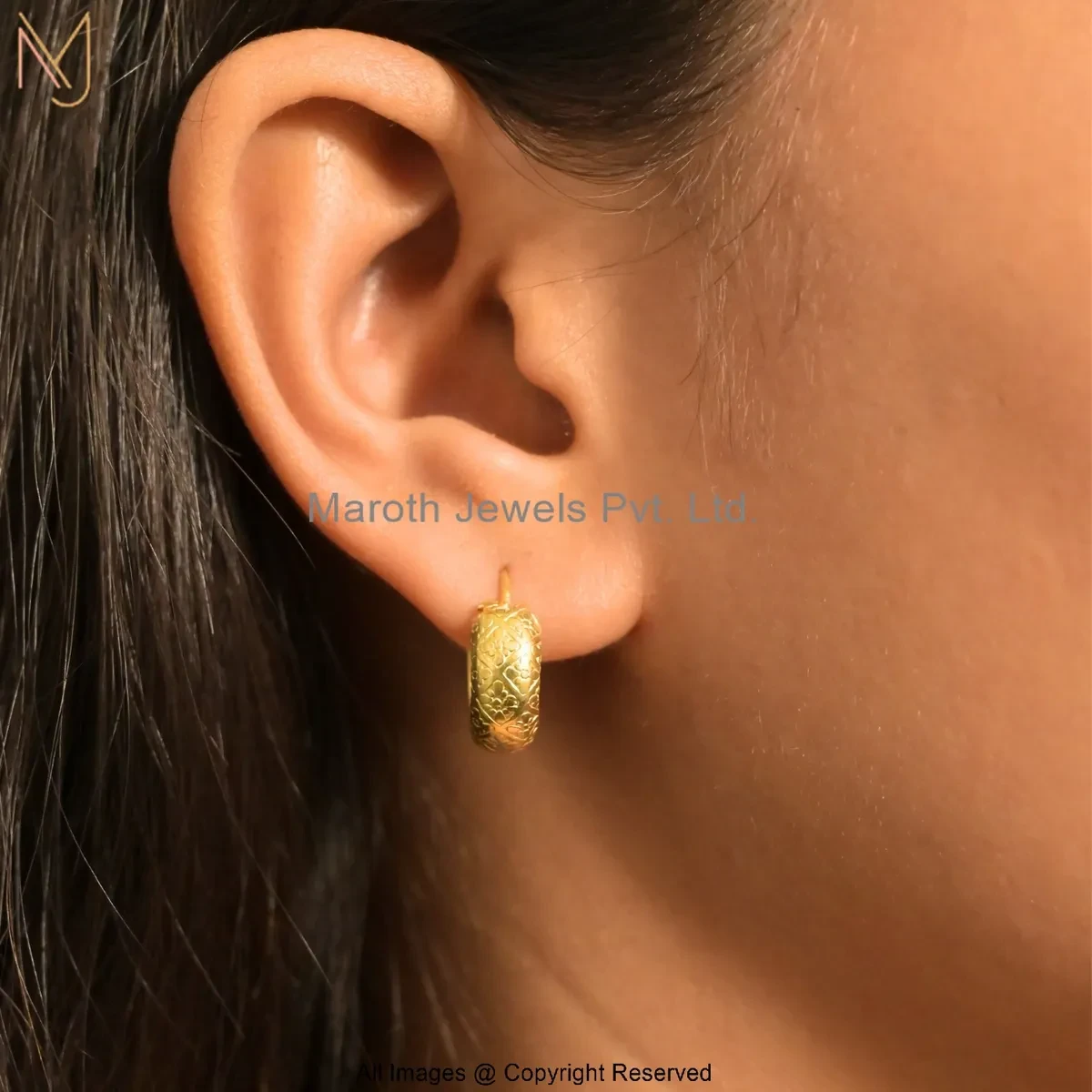 925 Silver Yellow Gold Plated Hoop Earring Custom Jewelry