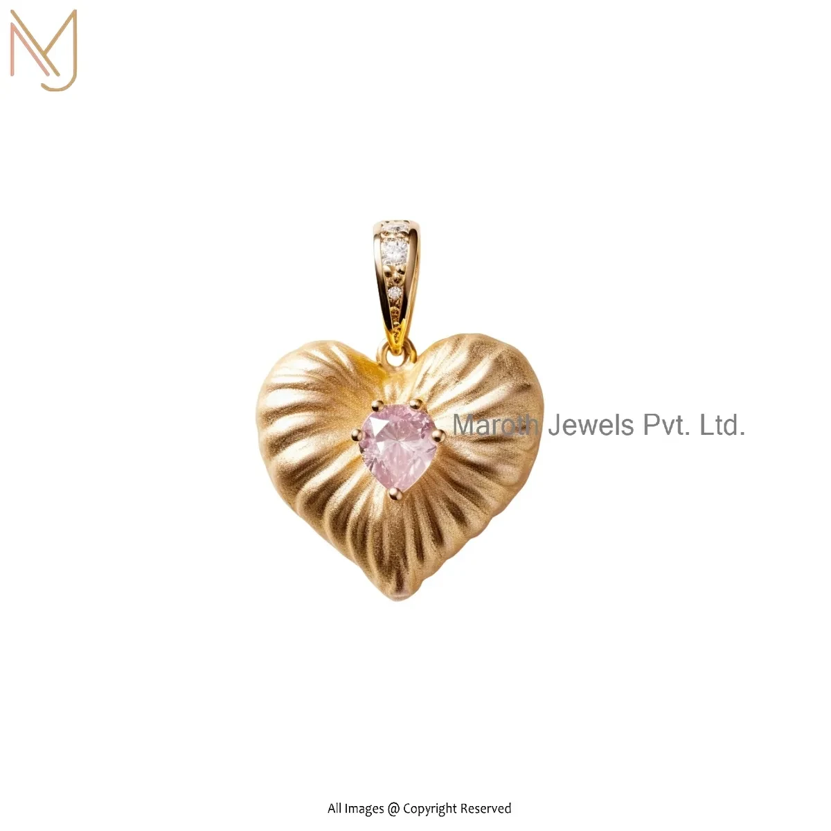 Private Lable 14K Yellow Gold Moissanite Diamond Heart Pendant Jewelry