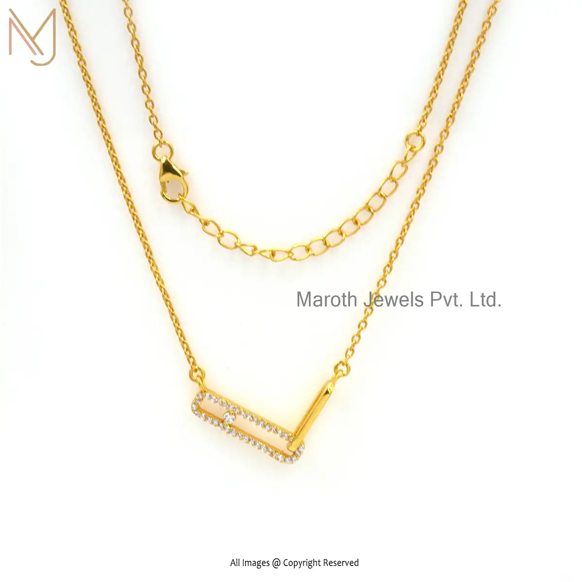 925 Silver Yellow Gold Plated Cubic Zircon Necklace Manufacturer