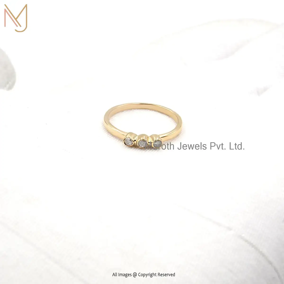 14K Rose Gold Triple Diamond Ring Manufacturer