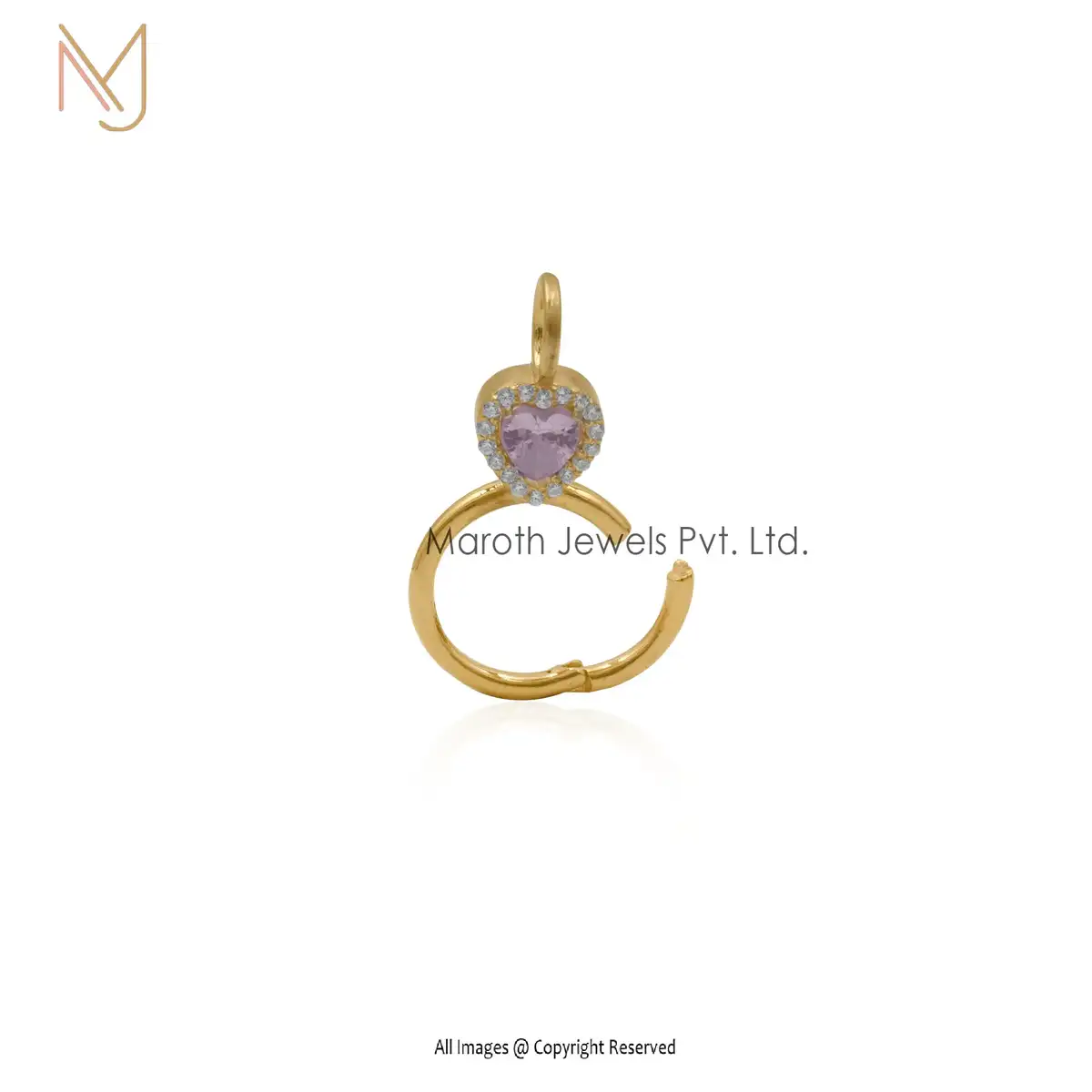 14k Yellow Gold Pink Cz & Ruby Charm Pendants Manufacturer