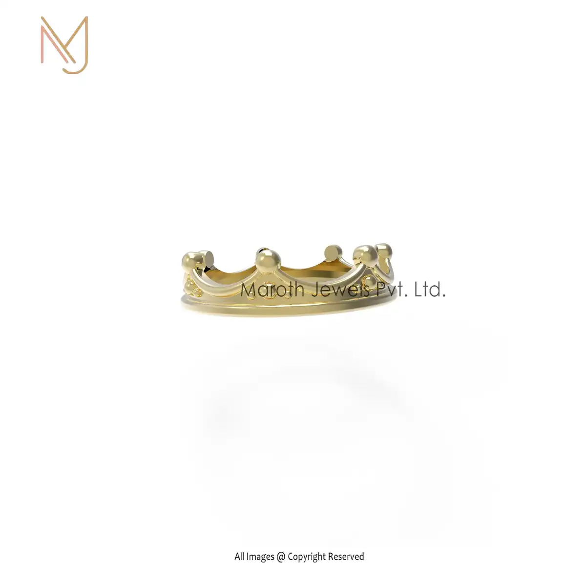 925 Silver Yellow Gold Crown Design Ring Jewelry Manufacturer