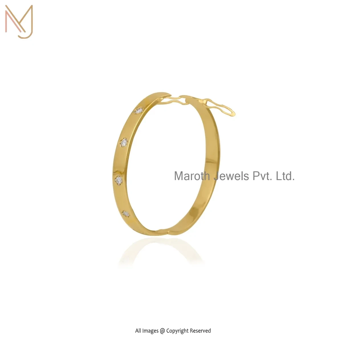 Wholesale 925 Silver Yellow Gold Plated Diamond & Moissanite Flush Set Bangle