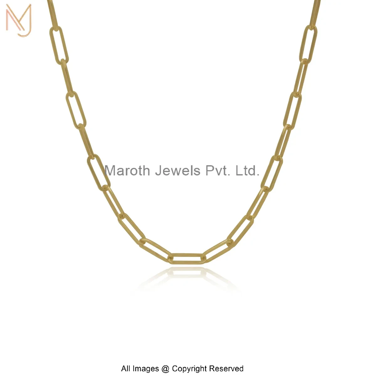 14K Yellow Gold 12 MM Chain Thikness Paperclip Chain Necklace Custom Jewelry