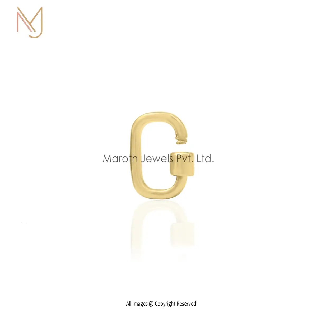 Wholesale 14K Yellow Gold Rectangle Carabiner Lock Findings Jewelry