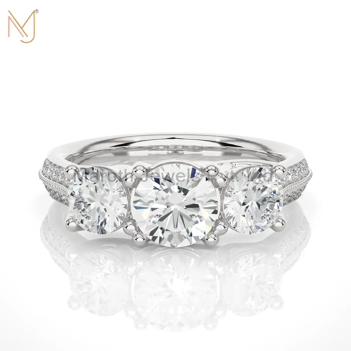 925 Silver Yellow Gold Moissanite Rose Cut Diamond Round Ring Manufacturer