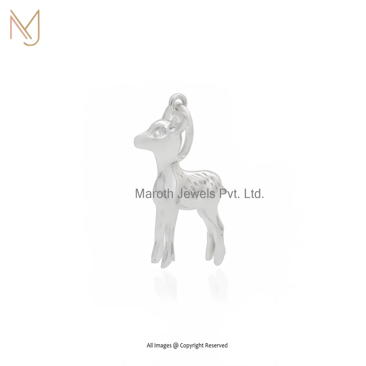 14K White Gold Baby Deer Pendant Jewelry Supplier