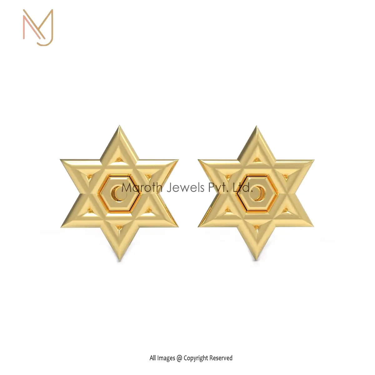 Wholesale 14K Yellow Gold Star  Studs Earrings