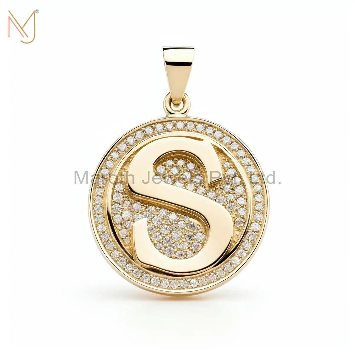 925 Silver Yellow Gold Plated Moissanite Pendant Custom Jewelry