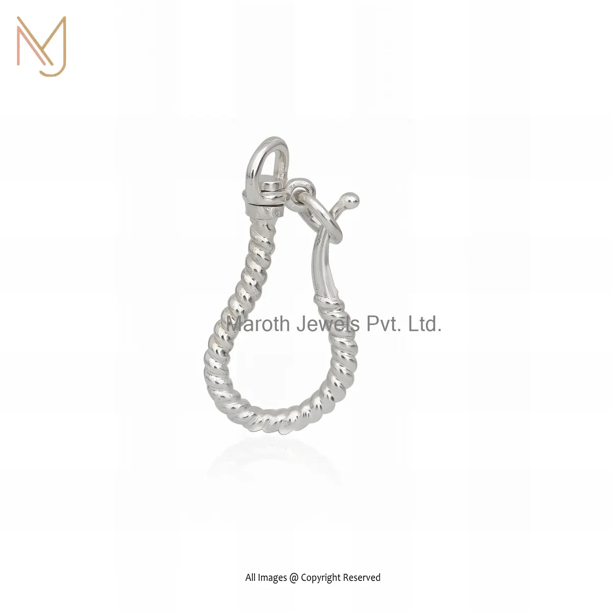 14K White Gold Anchor Hook Charm Holder Custom Jewelry