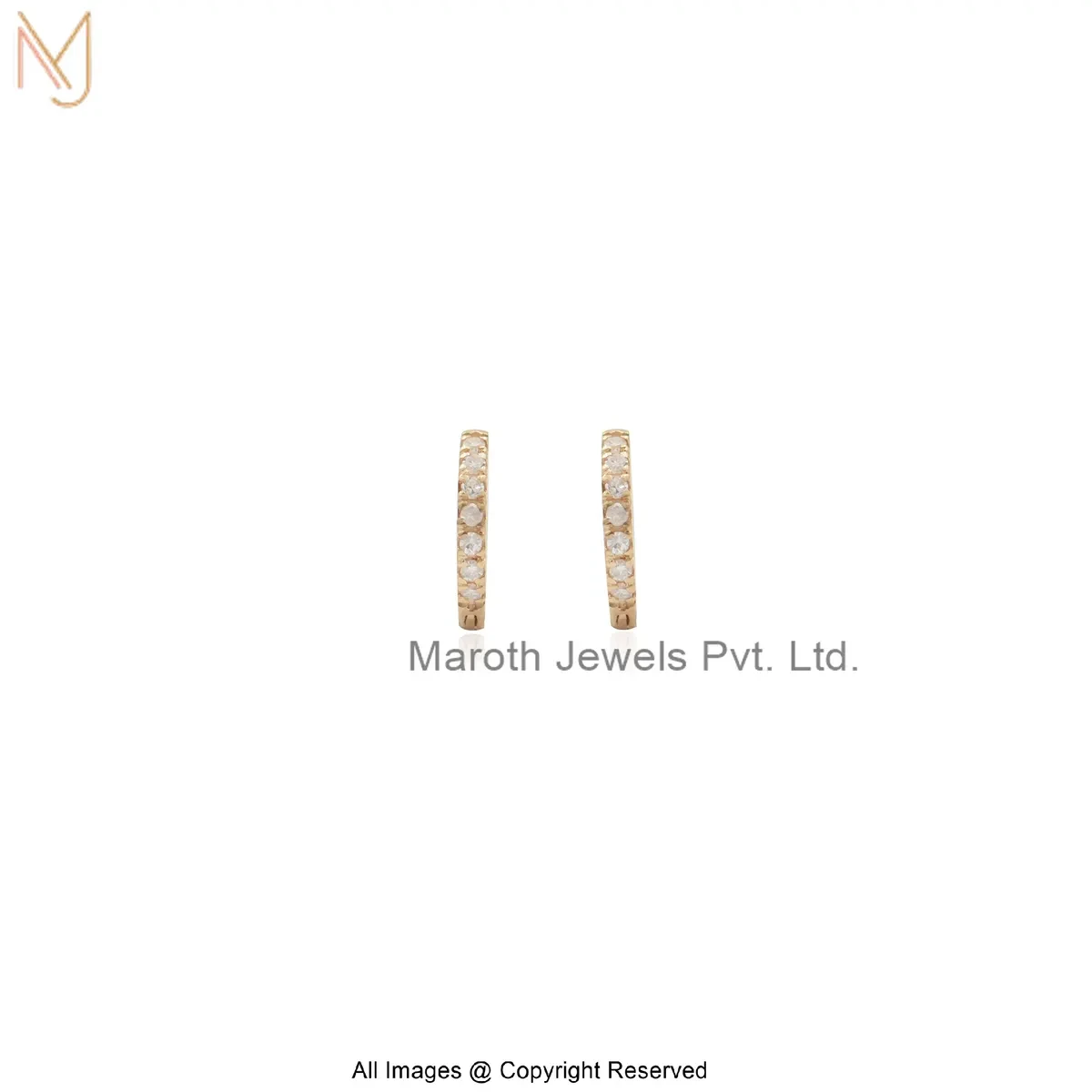 14K Yellow Gold Diamond Huggies Hoop Earring Custom Jewelry