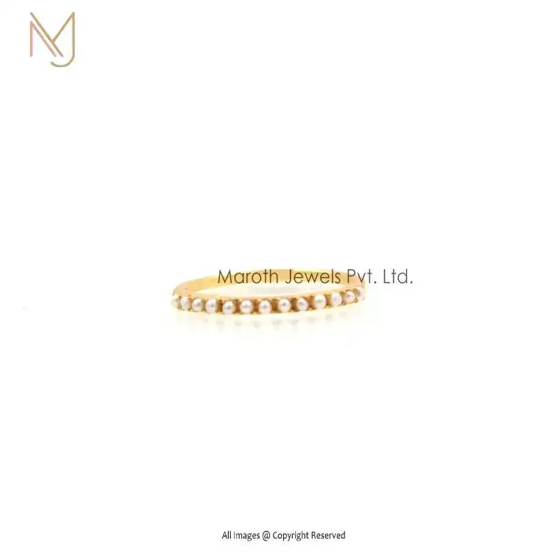 14K Yellow Gold Pearl Band Ring Jewelry Supplier