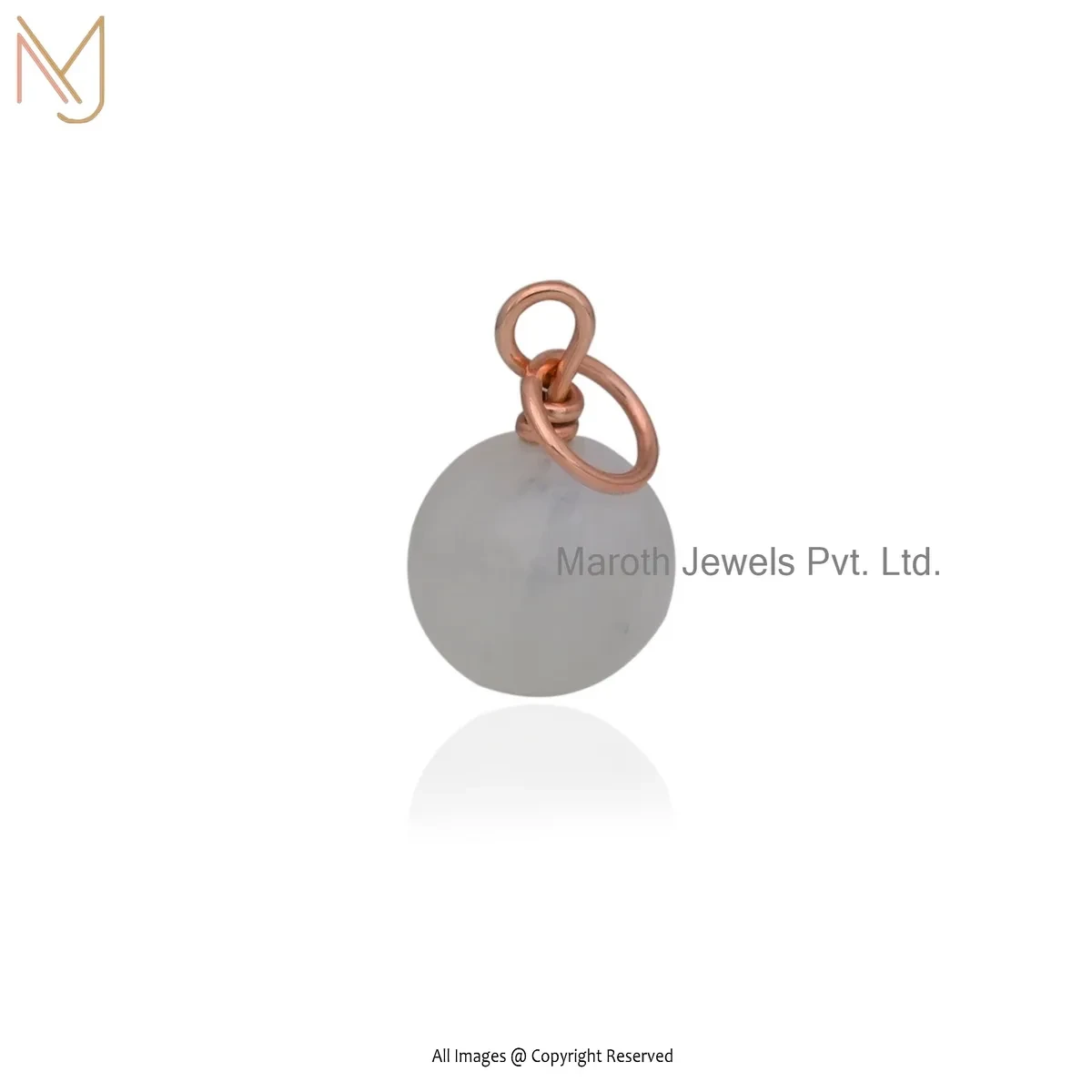 925 Silver Rose Gold Plated Moonstone Gemstone Ball Pendant Manufcaturer