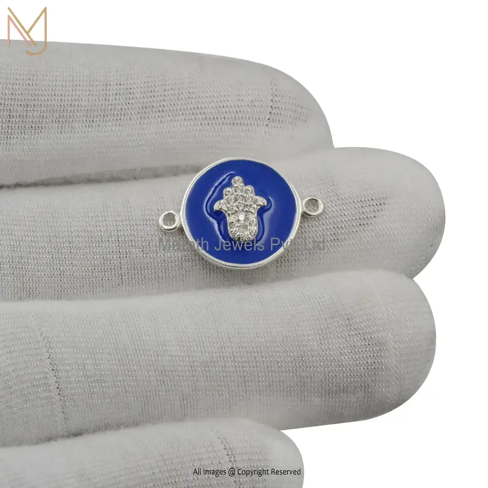 925 Silver Yellow Gold Plated Cubic Zircon & Turquoise With Enamel Pendant Custom Jewelry