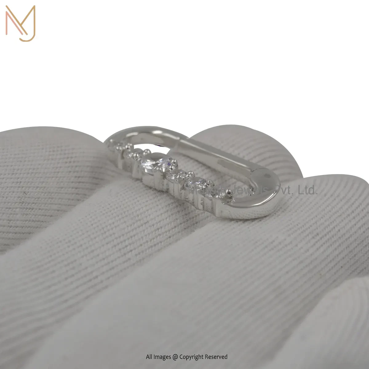 Wholesale 925 Silver Yellow Gold Plated Cubic Zircon Oval Enhancer Lock Charm Holder Jewelry