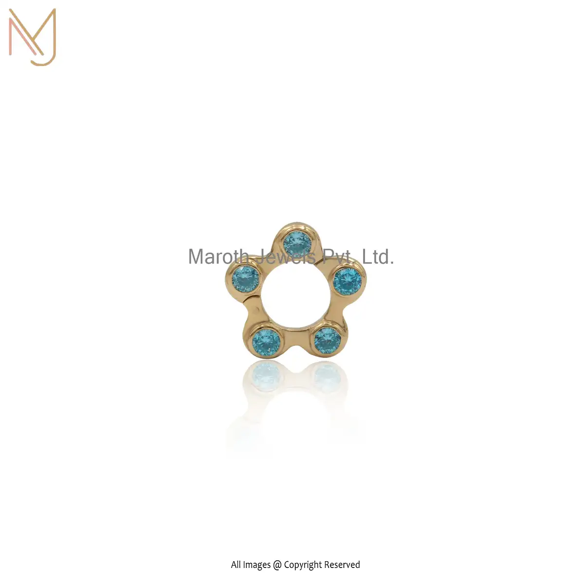 Private Label 14k Yellow Gold Moissanite Stone Flower Pendant Manufacturer