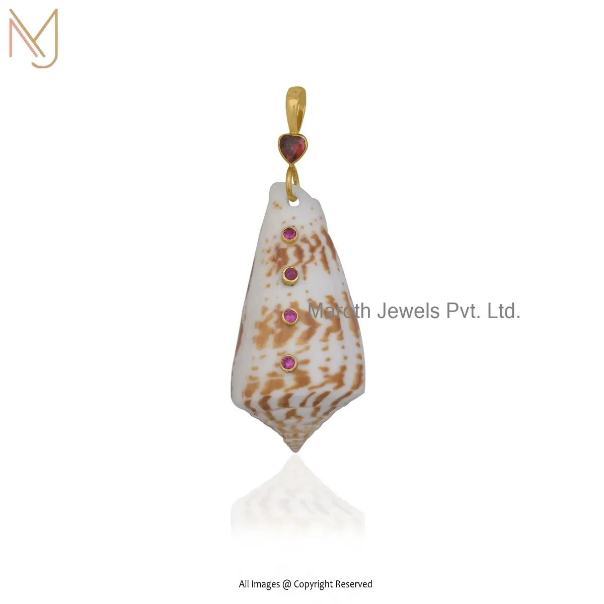 Private Lable 925 Silver Yellow Gold Plated Kodi And Multi Gemstone Conch Shell Pendant
