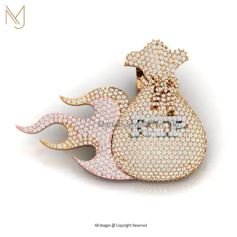 14K Yellow Gold & Rose Gold And Diamond Hip Hop Pendant Jewelry Supplier