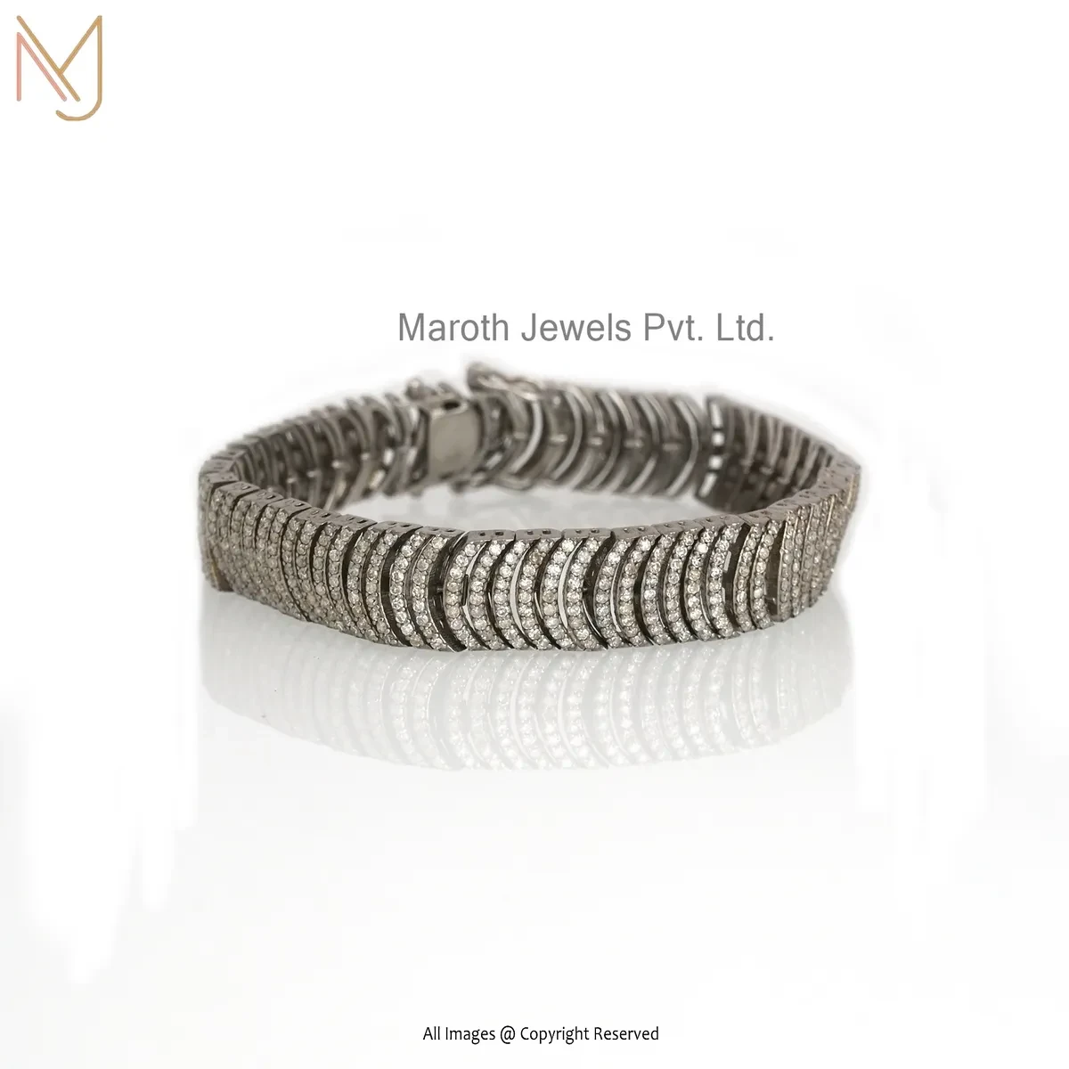 925 Silver Yellow Gold Plated Pave Diamond Tennis Bracelet Manufacturer